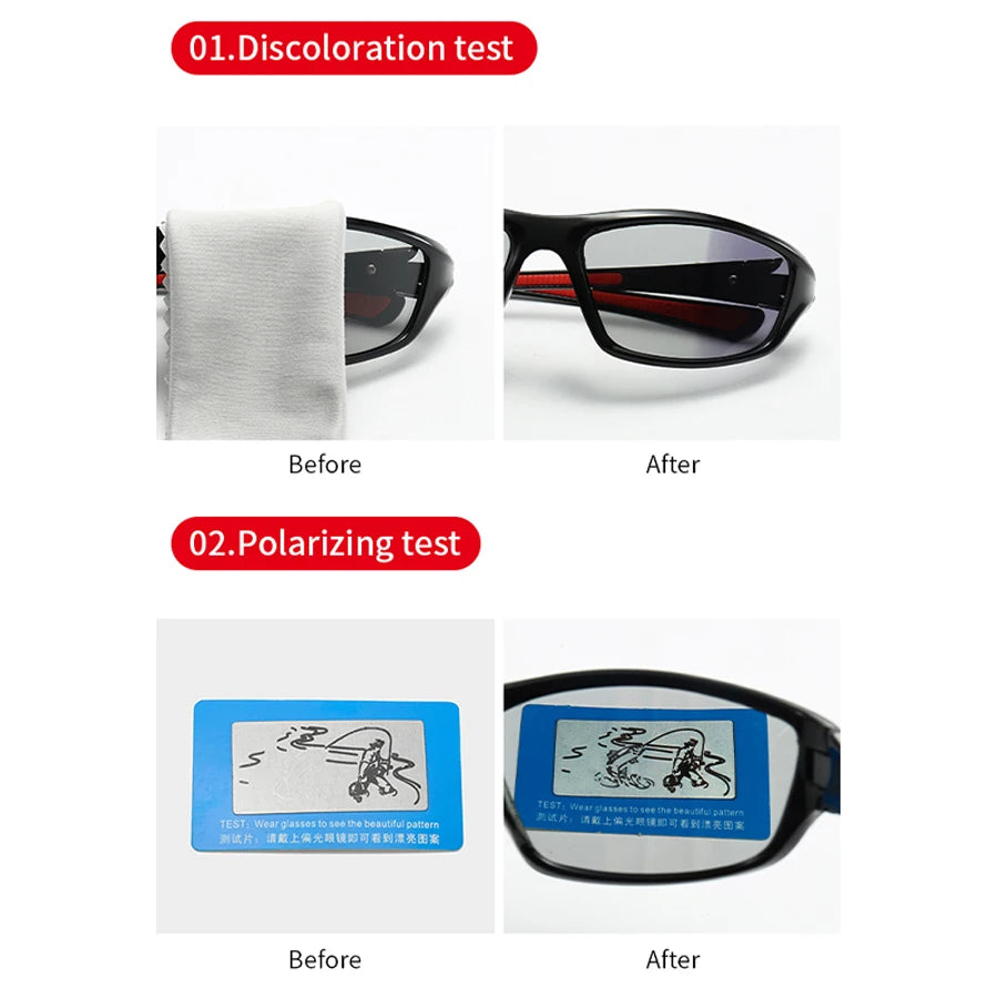 Photochromic Polarized Sports Vintage Sunglasses Men Women Fishing Cycling Driving Mountaineering Sport Retro Sun Glasses UV400
